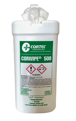 Cortec Corwipe VpCI®500 : Heavy Duty Cleaner, Degreaser, Antistat, Rust Remover, and Protectant Wipe, Patented From Ecorrsystems