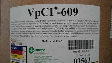 Cortec VpCI-609 Biodegradable Ferrous Metals Powder  100 lbs. corrosion, rust, corrosion inhibitor, corrosion control, rust inhibitor, rust remover, rust control, cortec, vpci, ecorr, VCI-609-100